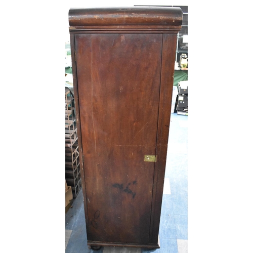 531 - A Mid 19th Century Mahogany Linen Press with Arched Panel Door and Five Slides, 126cm wide, Two Side... 