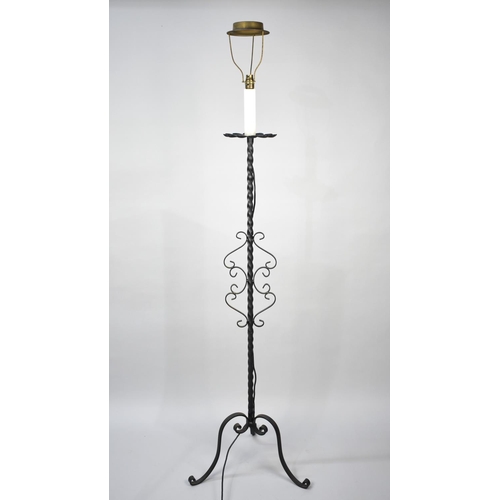 532 - A Mid 20th Century Wrought Iron Standard Lamp on Tripod Base