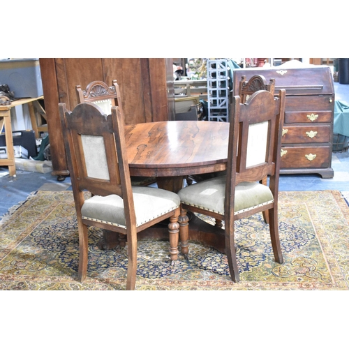 534 - A Mid 19th Century Circular Rose Wood Stamptop Loo Table on Triform Base and Hexagonal Support, Miss... 