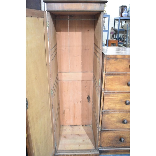 536 - A 19th Century Mahogany Bedroom Unit Comprising Two Hanging Compartments Either Side Chest of Two Sh... 