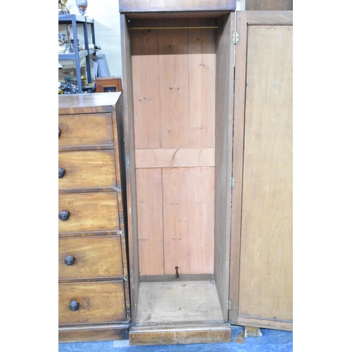 536 - A 19th Century Mahogany Bedroom Unit Comprising Two Hanging Compartments Either Side Chest of Two Sh... 