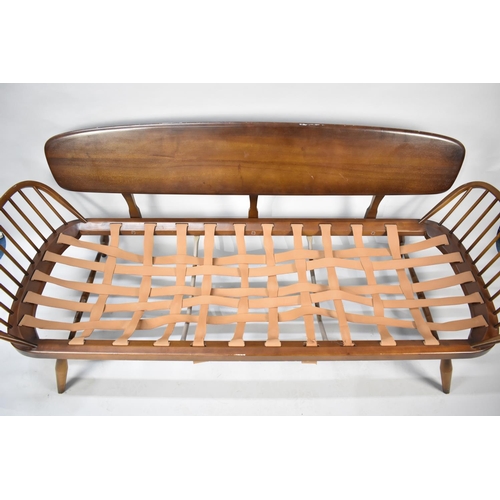 537 - A 1970's Ercol Beech and Elm Daybed Frame with Removable Solid Plank Back, No Upholstered Cushions, ... 