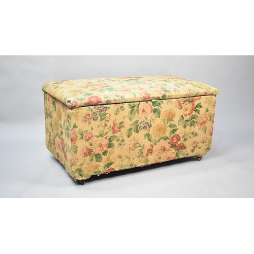 540 - An Edwardian Fabric Covered Ottoman with Hinged Upholstered Lid, Containing Various Fabrics, 85cm wi... 