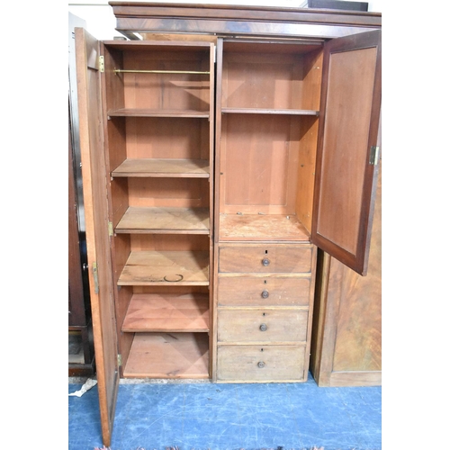 547 - A 19th Century Mahogany Three Section Wardrobe, Panel Doors to Hanging Cupboard and Shelved Cupboard... 