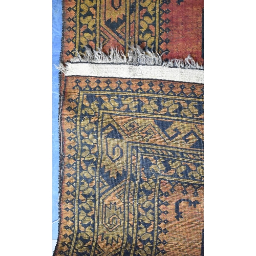 555 - Two Matching Patterned Rugs on Blue Ground, the Larger 220x113cm and Smaller 150x102cm