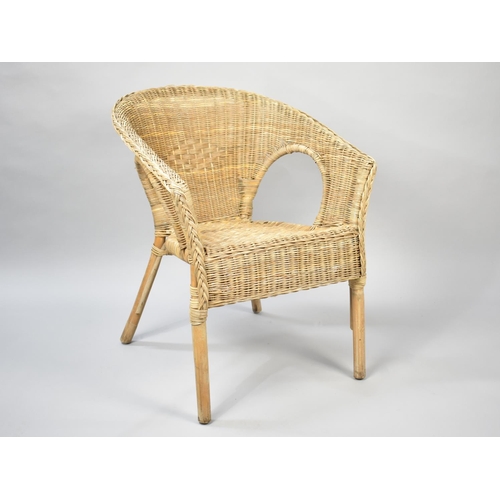 557 - A Bamboo Framed Wicker Tub Armchair