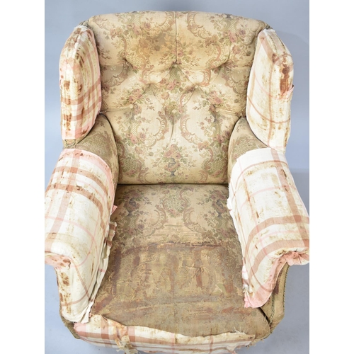 566 - A 19th Century Buttoned Backed Ladies Wing Arm Chair for Full Re-upholstery