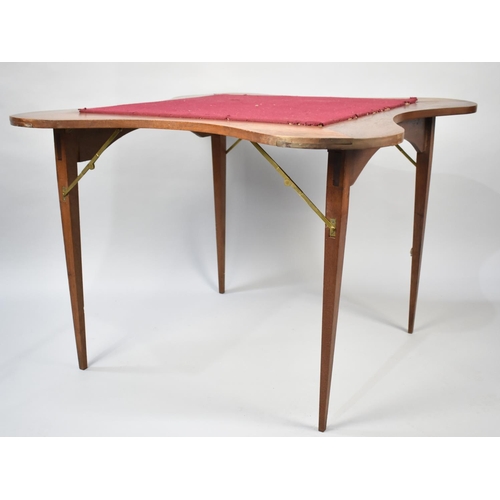 567 - An Unusual Four Leaf Clover Shaped Gamed Table on Folding Tapering Square Legs, 90cm Square