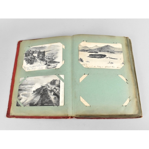 66 - An Early 20th Century Postcard Album containing Mixed Coloured and Monochrome Cards to include Views... 