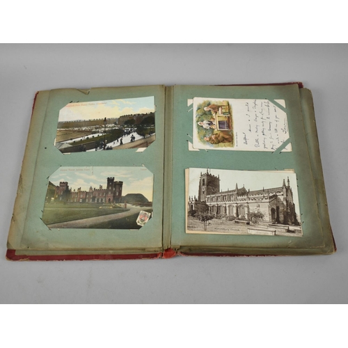 66 - An Early 20th Century Postcard Album containing Mixed Coloured and Monochrome Cards to include Views... 