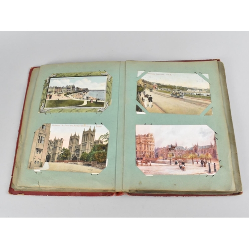 66 - An Early 20th Century Postcard Album containing Mixed Coloured and Monochrome Cards to include Views... 