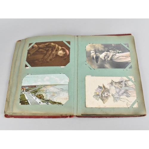 66 - An Early 20th Century Postcard Album containing Mixed Coloured and Monochrome Cards to include Views... 