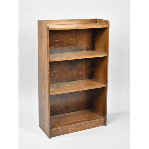 83 - An Edwardian Oak Galleried Three Shelf Open Bookcase, 46cms Wide and 76cms High