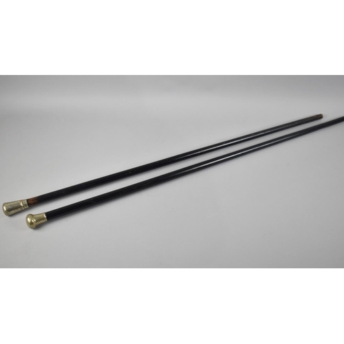 85 - Two Late 19th Century Ebonized Walking Canes with Silver Plated Handles Inscribed for St. Helens and... 