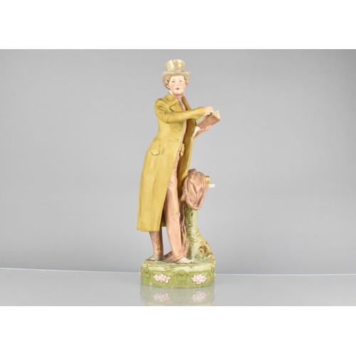 568 - A Large Royal Dux Figure Modelled as Dandy Reading Book, Impressed Mark to Base and with Applied Pin... 