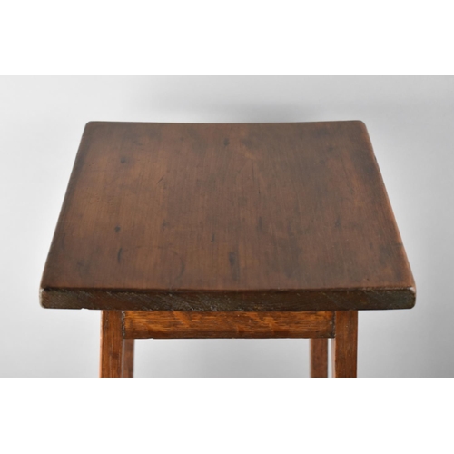 103 - An Edwardian Oak Square Topped Jardiniere Stand, 26cms Square and 72cms High