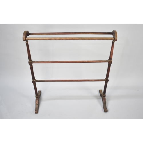 130 - A Late Victorian/Edwardian Turned Wooden Towel Rail