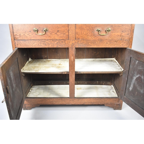 131 - A Late 19th/Early 20th Century Oak Sideboard with Two Drawers over Shelved Cupboard Base, Brass Drop... 