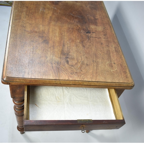 161 - A Late Victorian/Edwardian Side Table on Turned Supports with Single End Drawer, 101cms Long