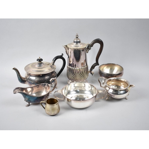 183 - A Collection of Edwardian and Later Silver Plate to include Gravy Boat, Teapot, Jugs Etc