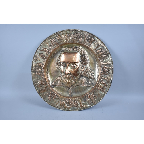 185 - A Large Wall Hanging Circular Charger, Formerly Silver Plate on Copper, Decorated in Relief to Celeb... 