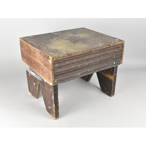 212 - A Vintage Rustic Wooden Stool, 36.5cms Wide