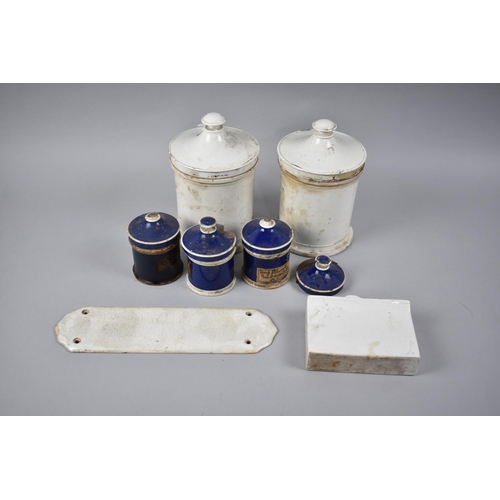 227 - A Collection of Various 19th Century Apothecary or Chemist's Ceramic Items to Comprise Two Large Whi... 