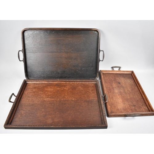 263 - Three Vintage Wooden Two Handled Trays