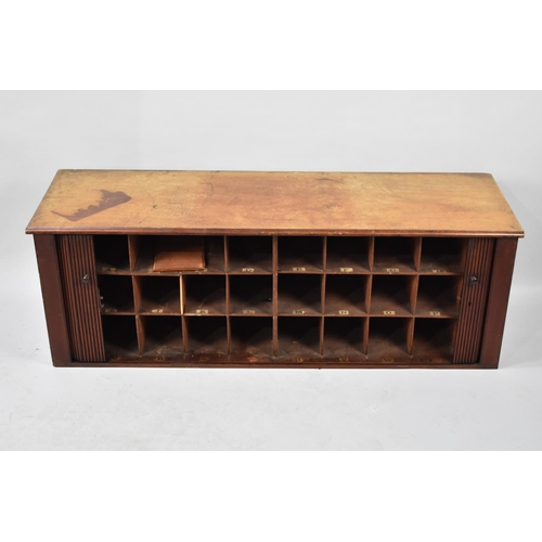 264 - An Edwardian Tambour Fronted Mahogany Pigeon Hole Unit with 26 Alphabetical Compartments, 113cms Wid... 