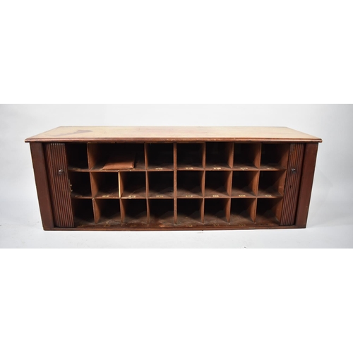 264 - An Edwardian Tambour Fronted Mahogany Pigeon Hole Unit with 26 Alphabetical Compartments, 113cms Wid... 