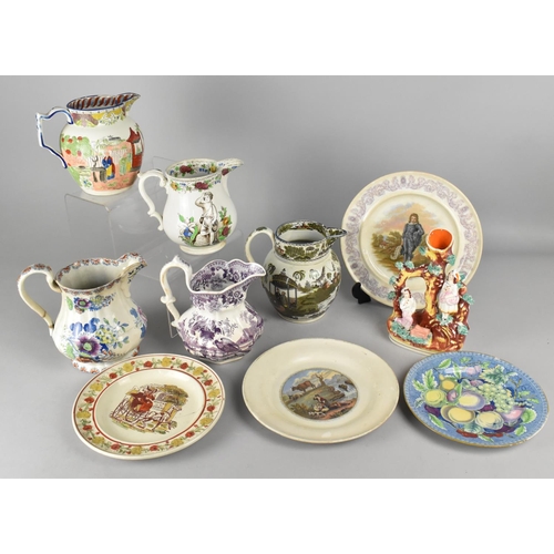 370 - A Collection of Various 19th Century Ceramics to Comprise Various Transfer Printed Jugs, Prattware P... 