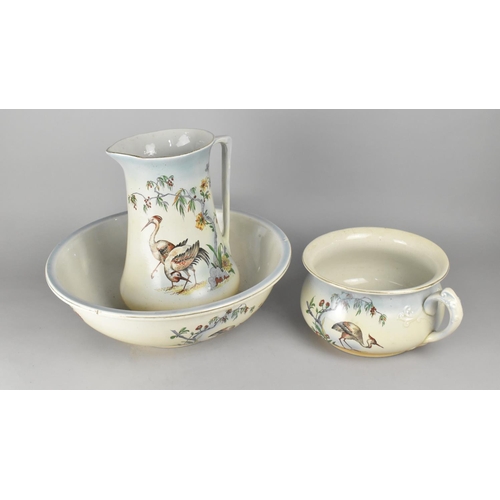 377 - An Early/Mid 20th Century Transfer Printed Three Piece Toilet Set to Comprise Jug, Wash Bowl and Toi... 