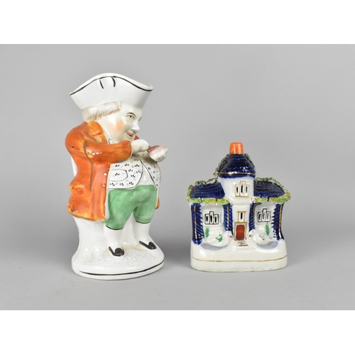 382 - A 19th Century Staffordshire Flatback Modelled as a House Together with a Staffordshire Toby Jug, Co... 