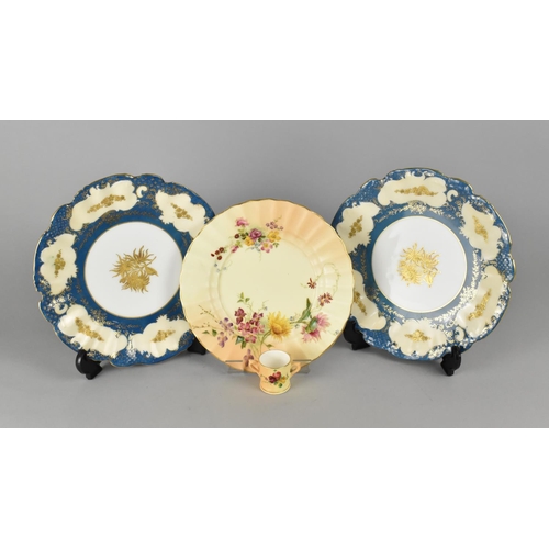 397 - Two Limoges Porcelain Plates Decorated with Gilt Floral Bursts and Blue Inset  with Retailers Mark f... 