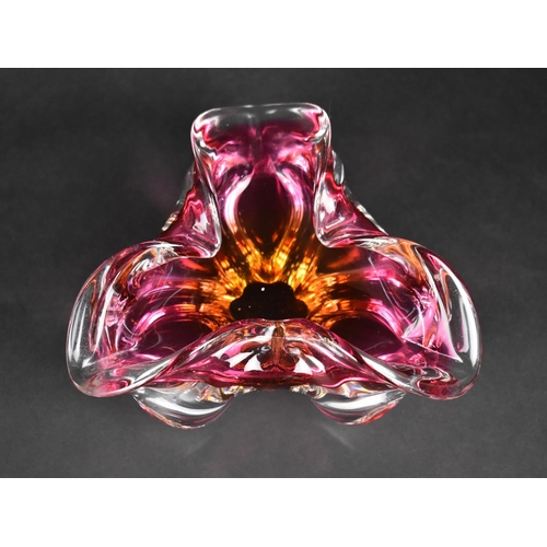 402 - A Late 20th Century Coloured Glass Vase after Josef Hospodka, 19cm wide