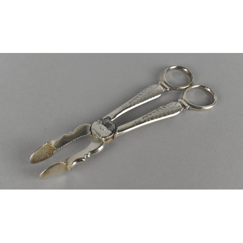 411 - An Unusual Pair of Silver Plated Tongs, Registration July 22 1882 Marked with Three Crowns, the Tong... 