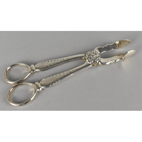 411 - An Unusual Pair of Silver Plated Tongs, Registration July 22 1882 Marked with Three Crowns, the Tong... 