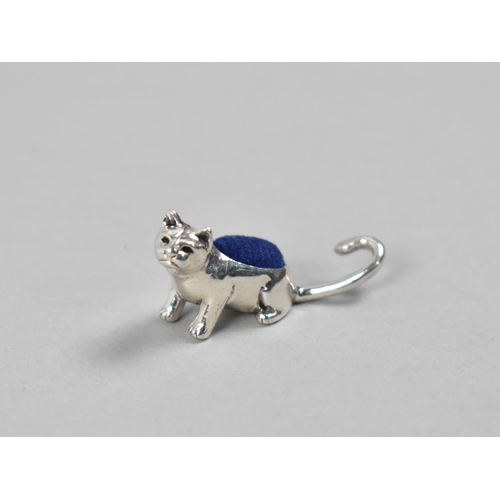 413 - A Miniature Sterling Silver Pin Cushion Modelled as a Cat, 1.5cm high