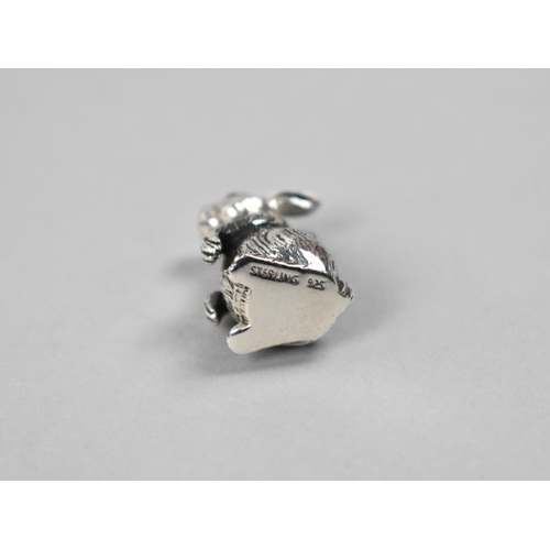 415 - A Miniature Sterling Silver Pin Cushion Modelled as a Rabbit, 3cm high