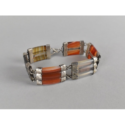 423 - A Fine Silver and Scottish Agate Bracelet, C.1900