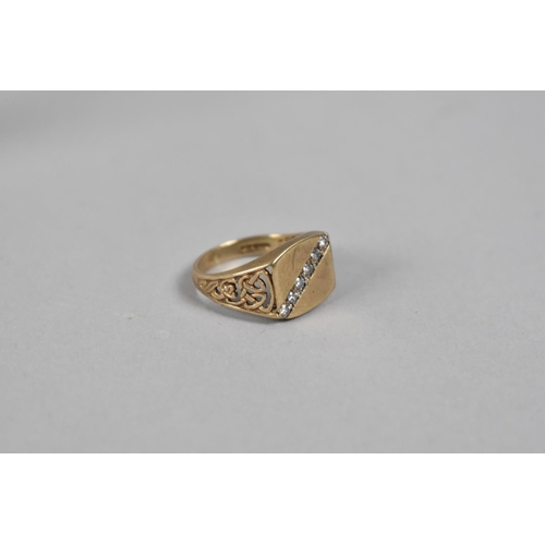 430 - A 9ct Gold and White Stone Signet Ring, 4.1gms, Size Q