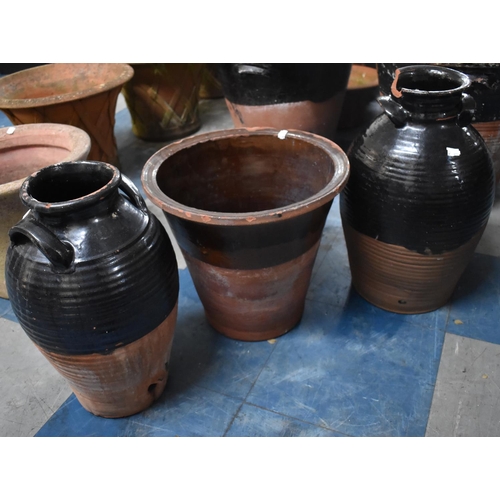 461 - A Collection of Glazed Terracotta Urns and Planter, Condition Issues