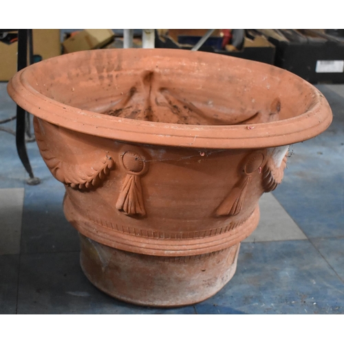 467 - Two Graduated Terracotta Planters, one with Swag Decoration in Relief, 53cms