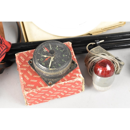 507 - A Collection of Vintage Items to Comprise Lucas Dash Clock, Car Lights, Bulbs, Blackwell MK V Calcul... 