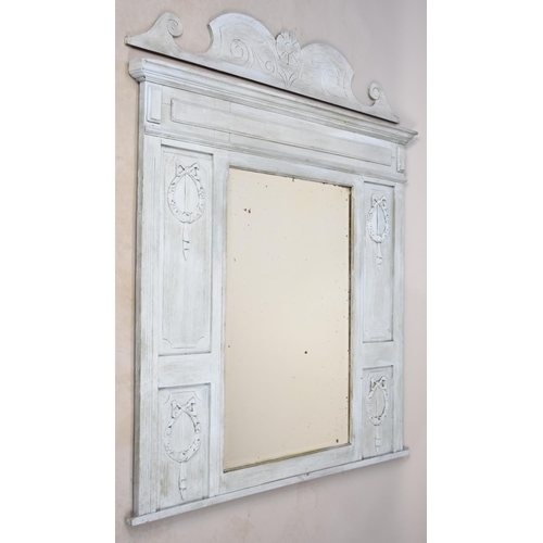 563 - A Blue Painted Overmantle Mirror, 111cms Wide