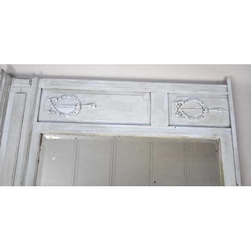 563 - A Blue Painted Overmantle Mirror, 111cms Wide