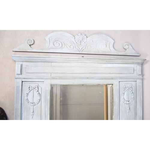 563 - A Blue Painted Overmantle Mirror, 111cms Wide