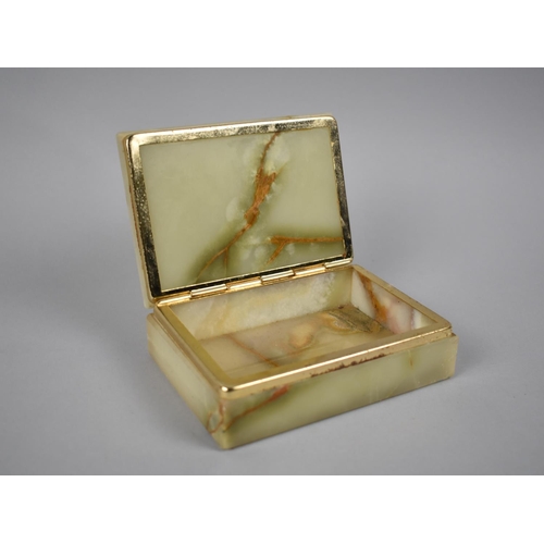 66 - A Mid 20th Century Onyx Cigarette Box with Hinged Lid, 13.5cms Wide