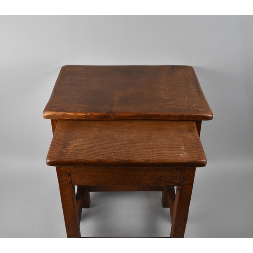 72 - A Mid/Late 20th Century Peg Jointed Nest of Two Tables, 45.5cms Wide