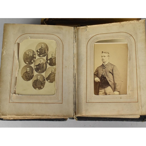 74 - Two Late Victorian/Edwardian Photograph Albums, The Smaller Containing Family Portraits, Both with B... 